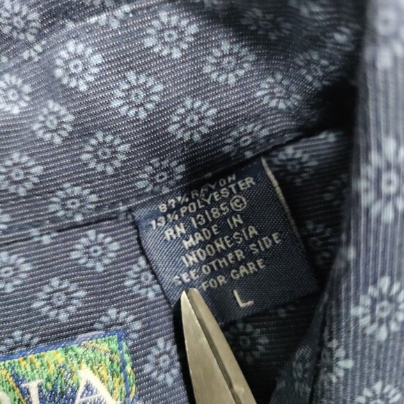 Campia Easy Care Mens Large Geometric Print Long Sleeve Button-Up Shirt Blue - Picture 3 of 12